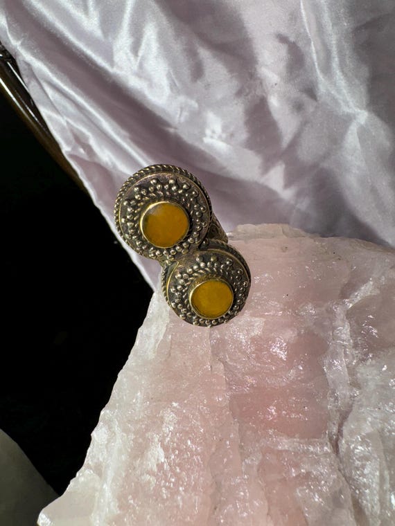 CARVED BRASS STATEMENT ring bold adjustable ring … - image 10