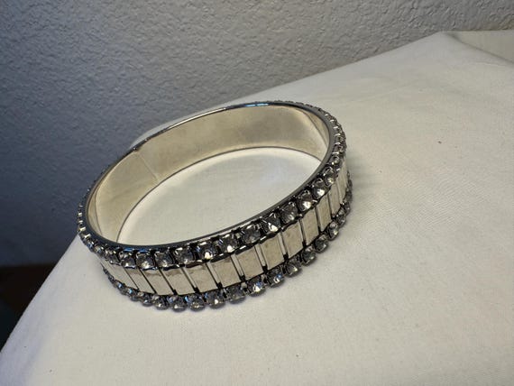 RHINESTONE BANGLE BRACELET silver rhinestone brac… - image 3