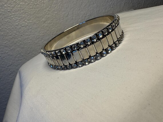 RHINESTONE BANGLE BRACELET silver rhinestone brac… - image 6