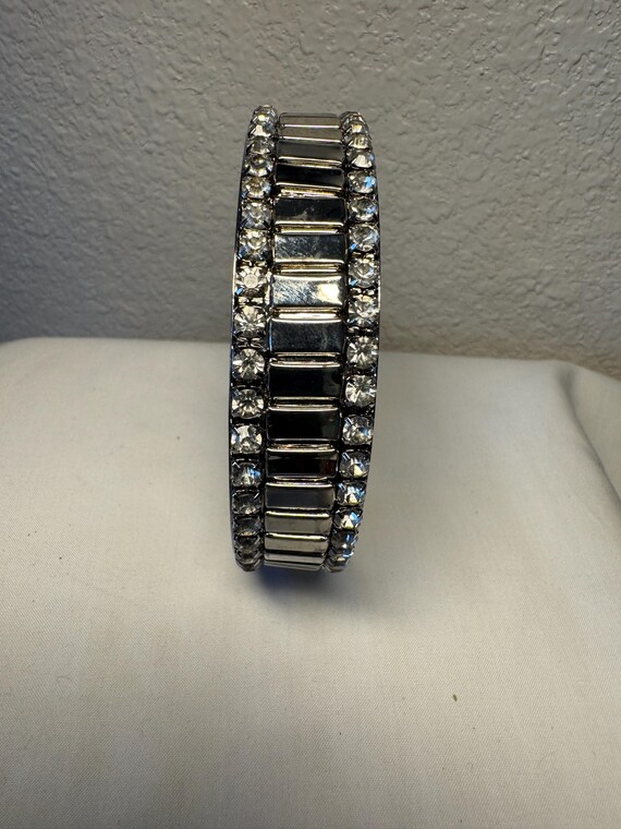 RHINESTONE BANGLE BRACELET silver rhinestone brac… - image 5