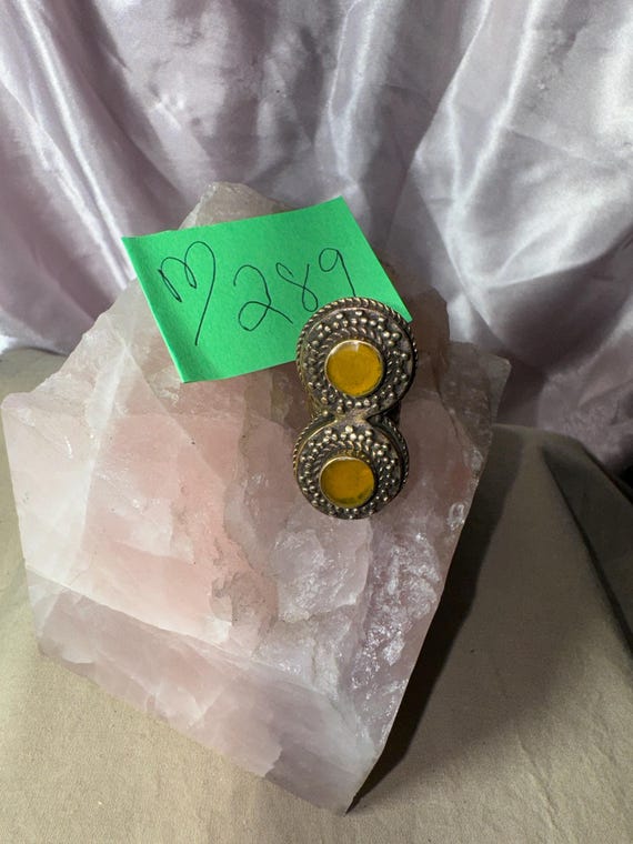 CARVED BRASS STATEMENT ring bold adjustable ring … - image 3