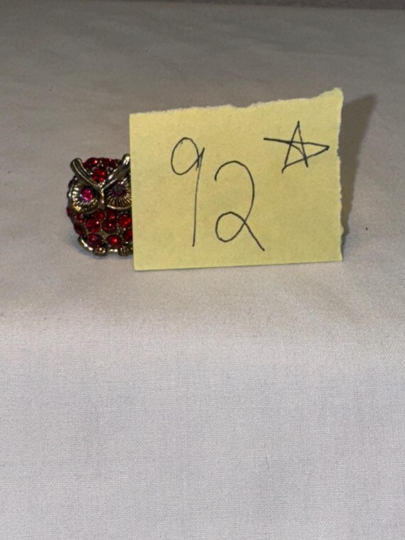 VINTAGE RHINESTONE OWL ring statement ring cockta… - image 2