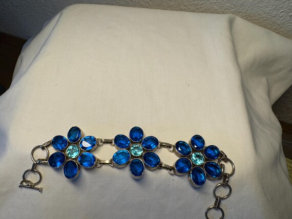 STERLING SILVER GEMSTONE toggle bracelet gemstone… - image 2