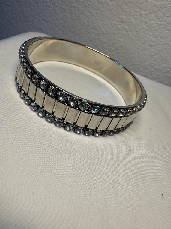 RHINESTONE BANGLE BRACELET silver rhinestone brac… - image 7