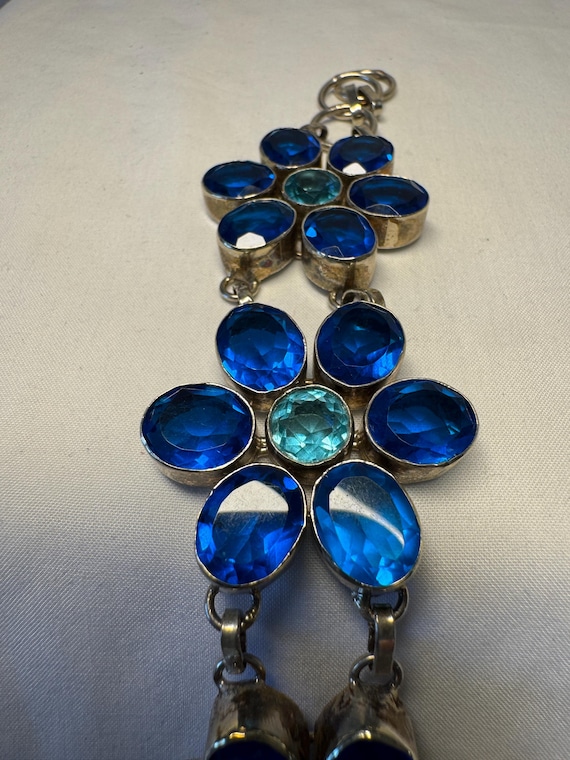 STERLING SILVER GEMSTONE toggle bracelet gemstone… - image 1