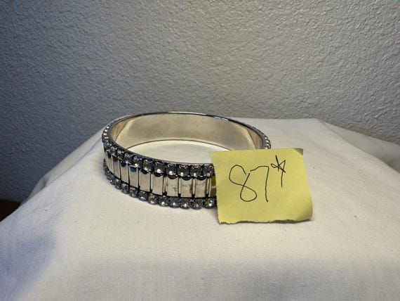 RHINESTONE BANGLE BRACELET silver rhinestone brac… - image 2