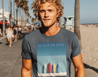 Surf Life T-Shirt – Eat Sleep Surf Repeat, Summer Beach Tee