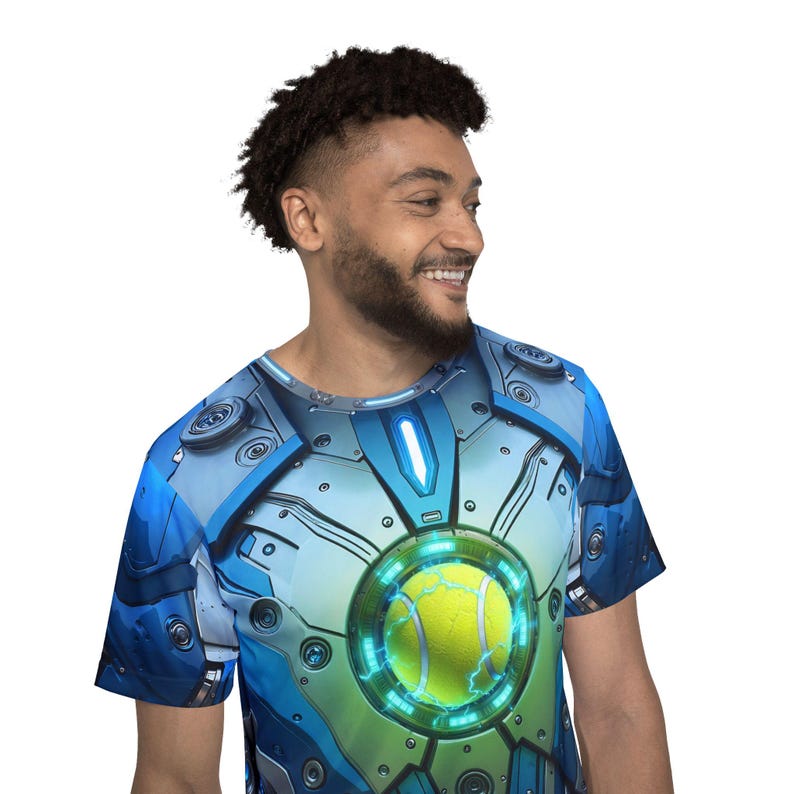 Iron Man ARC Reactor Tennis Ball T-Shirt, Moisture-Wicking Athletic Top image 5