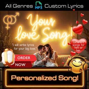 Personalized Song - Love Song with your lyrics - christmas gift, Unique Birthday Present, X-mas Gift, anniversary present, engagements gift