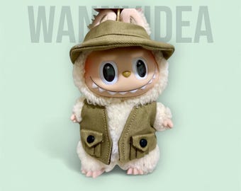 Adventure Outfit for Labubu – Safari Style Vest & Cap Set –  Explorer Doll Clothes