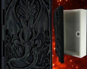 Dragon Wing Book Box - 3D Printed Trinket Storage, Magnetic Closure, Unique Bookshelf Decor