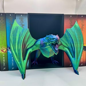 Book Nook Dragon Emerging Shelf Decor - Unique 3D Printed Book Nook