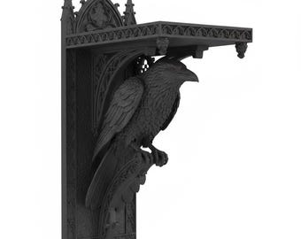Gothic Raven Wall Shelf | Dark Academia, Witchy Decor, Spooky Home Accent