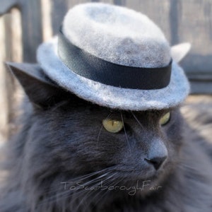 Fedora Cat Hat Father's Day Hat Indiana Jones Pet Hat Hand Felted Wool Hat Hipster Hat for Pets Watchman Gentleman Hat image 5