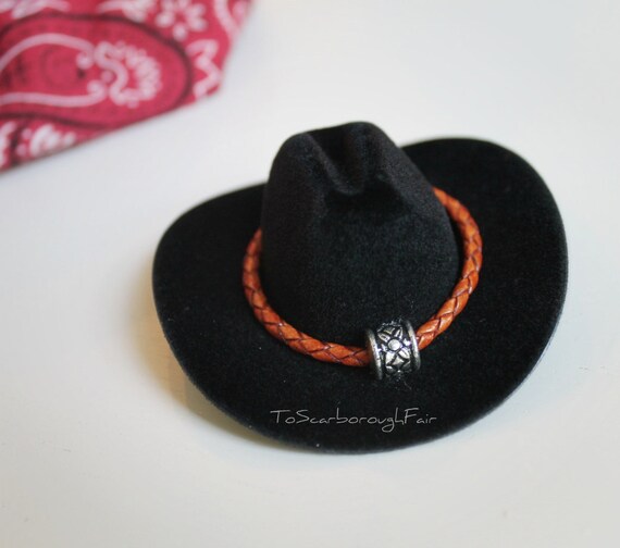 Black Cowboy Cat Hat With Genuine 