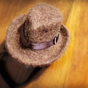 Fedora Cat Hat Father's Day Hat Indiana Jones Pet Hat Hand Felted Wool Hat Hipster Hat for Pets Watchman Gentleman Hat image 3