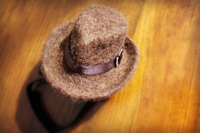 Fedora Cat Hat Father's Day Hat Indiana Jones Pet Hat Hand Felted Wool Hat Hipster Hat for Pets Watchman Gentleman Hat image 3