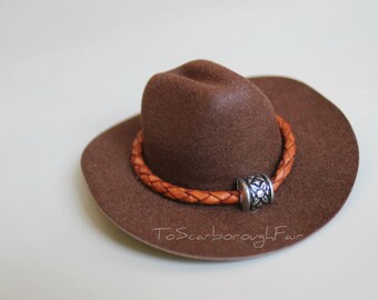 Cat Cowboy Hat with Genuine Leather Cord -Sleeping Cowboy Brown Cowboy  - Mini Cowboy Hat-Fathers' Day Cowboy Hat-Buckaroo Style- Guinea Pig