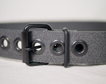 The Mammoth Black, a Solid Fleece Belt with Black Buckle and Reinforced Notches