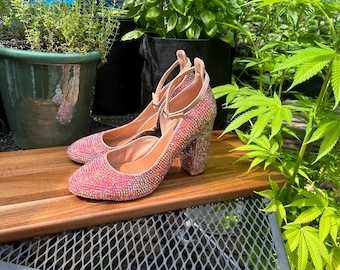 Roze handstoned pumps