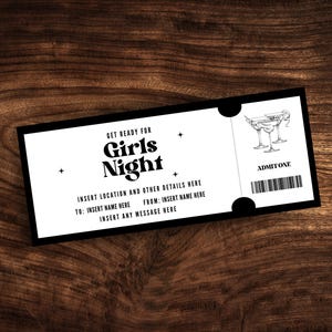 Bearbeitbare Girls Night Einladung, Girls Night Out Ticket Vorlage, druckbarer Ladies Night Coupon PDF