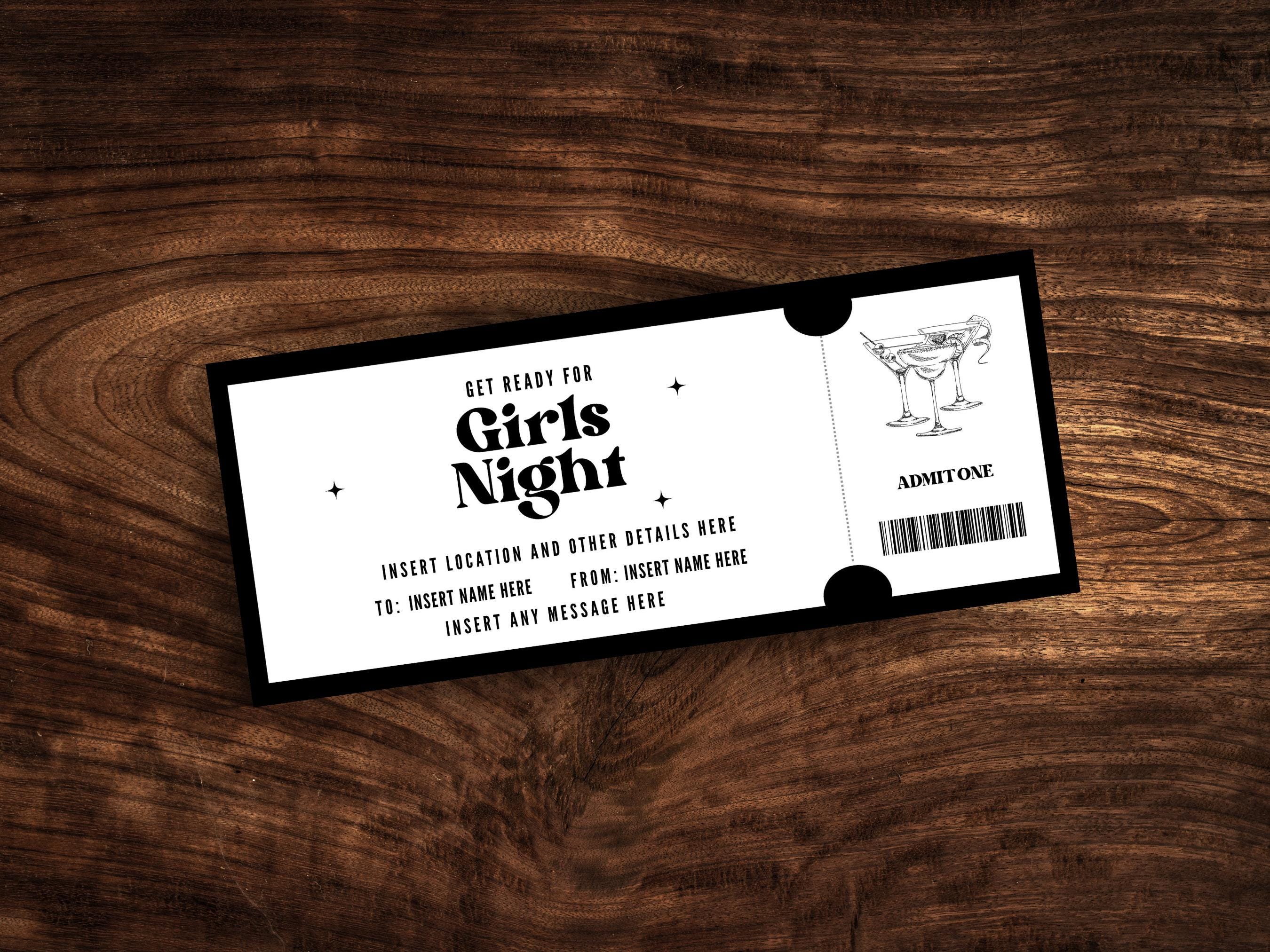 Editable Girls Night Invitation, Girls Night Out Ticket Template ...