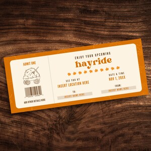 Editable Hayride Coupon, Custom Fall Hayride Ticket Template, Printable ...