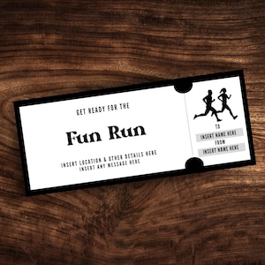 Editable Fun Run Ticket Template, Custom Race Coupon, Printable 1/2 ...