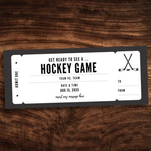 Bearbeitbare Hockey Spiel Ticket Vorlage, druckbare Hockey Karte, Überraschungs Sport Ereignis Geschenkgutschein PDF