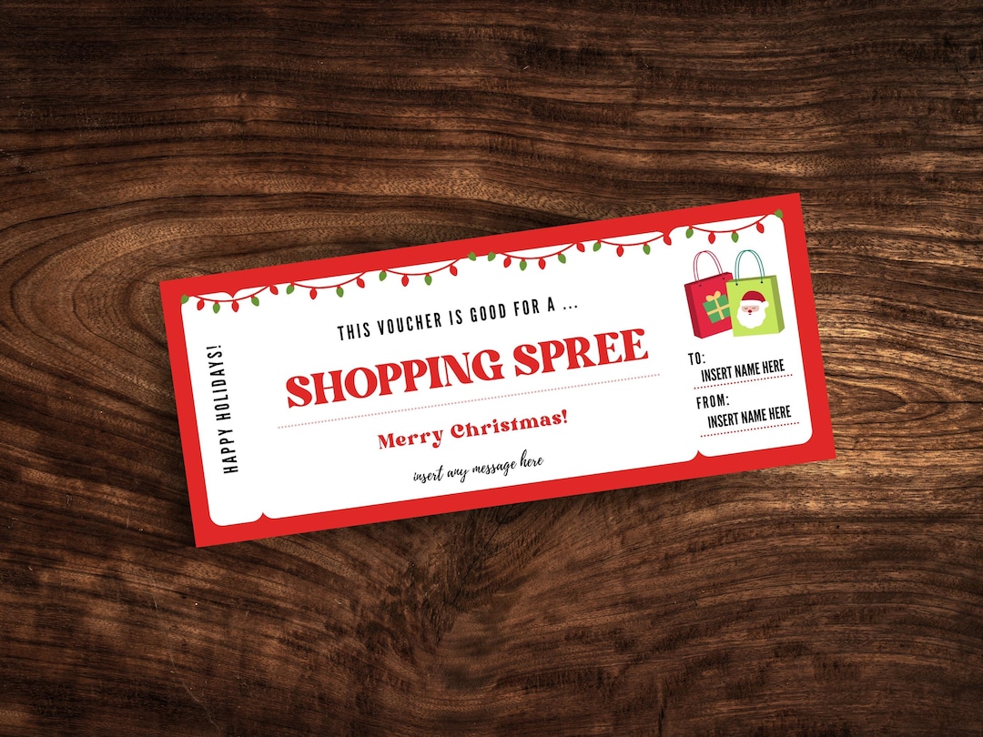 Editable Holiday Shopping Spree Coupon Template Custom Shopping Ticket