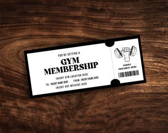 Editable Gym Membership Coupon, Custom Fitness Club Membership Ticket Template, Printable Gym Membership Gift Certificate PDF