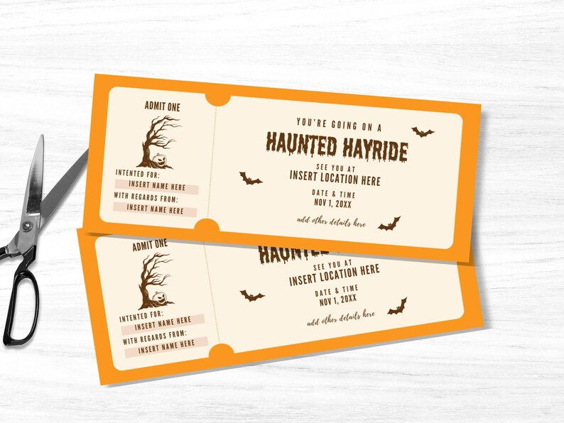 Editable Haunted Hayride Coupon, Custom Haunted Hayride Ticket Template