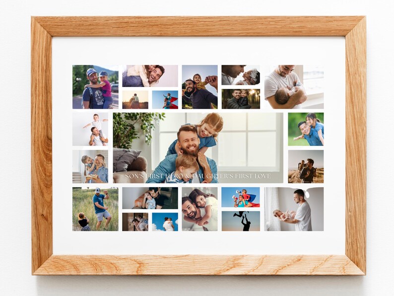Editable Dad Photo Collage Template, Custom Father's Day Photo Collage