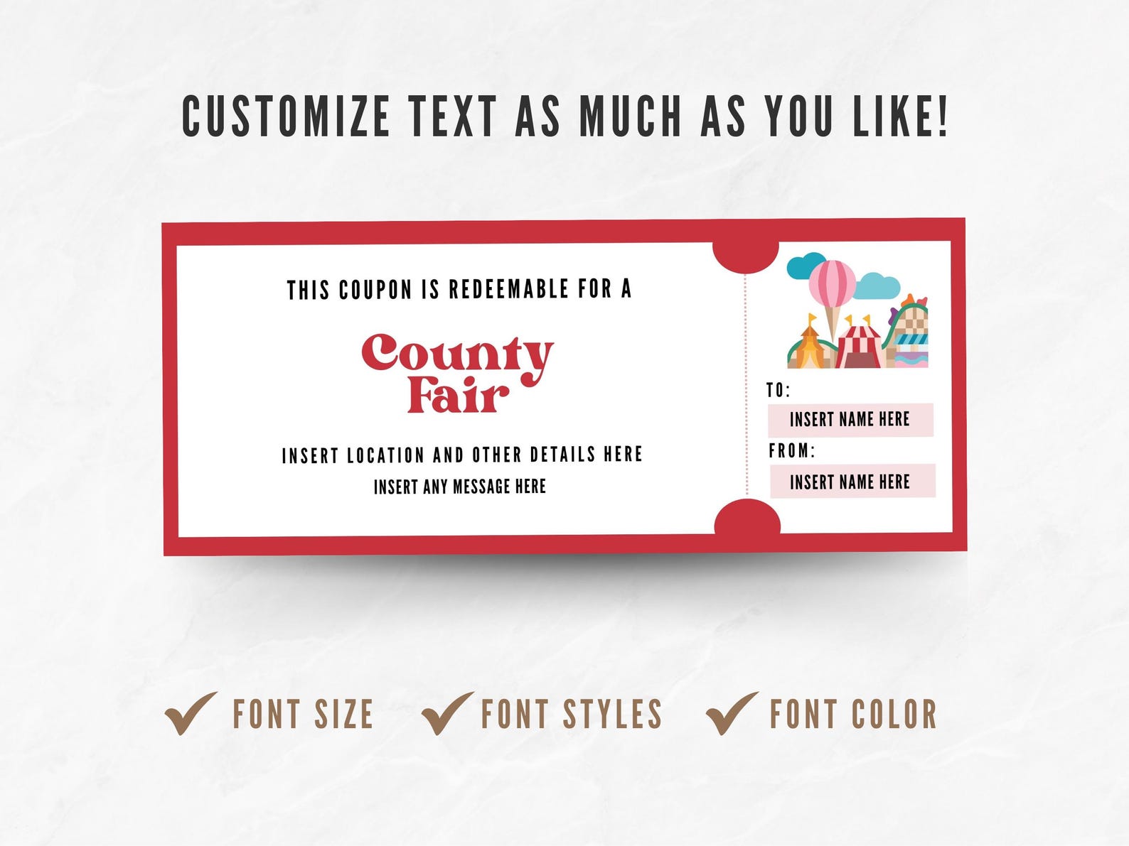 Custom County Fair Ticket Template, Editable County Fair Coupon ...