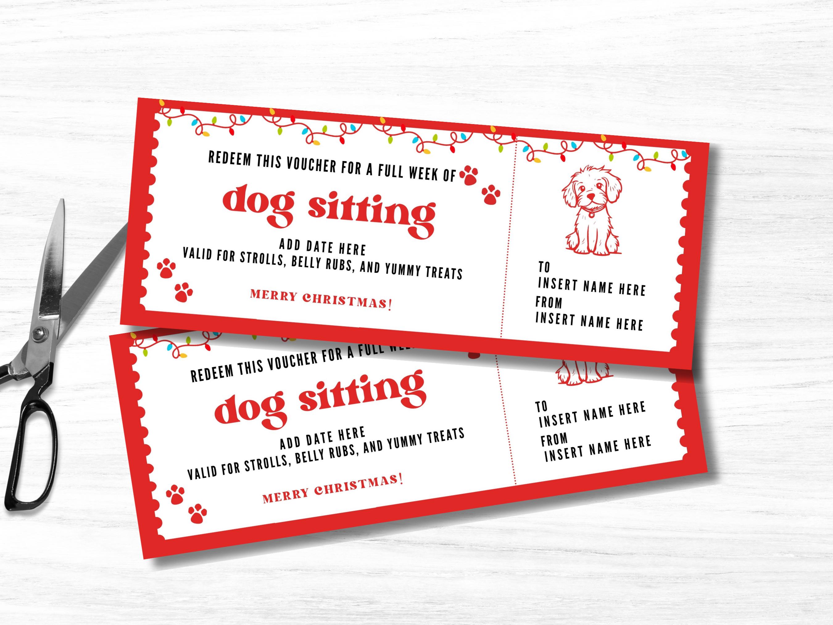 Editable Dog Sitting Christmas Coupon Template, Custom Dog Watching ...