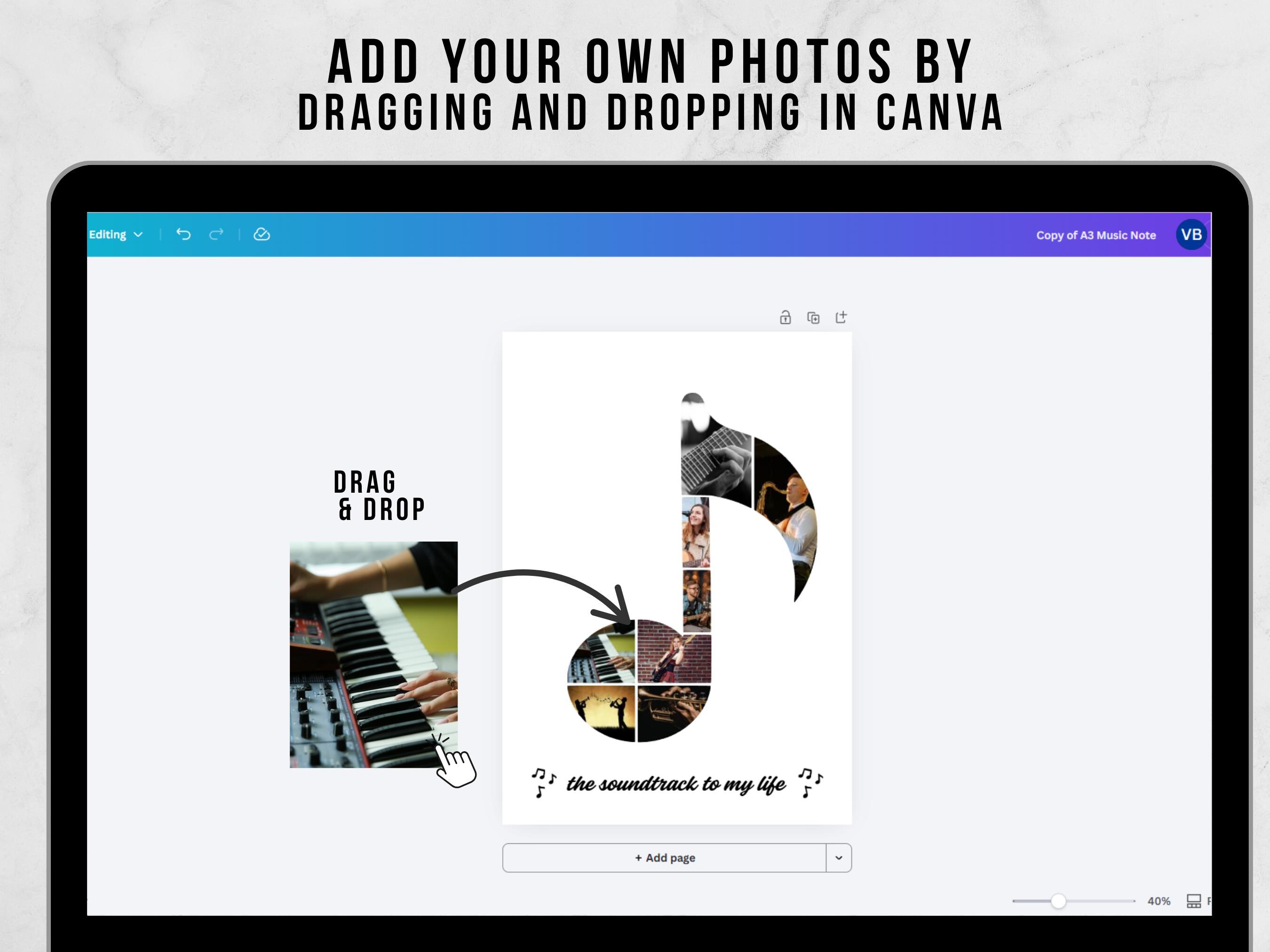 Music Notes Photo Booth Music Note Photo Collage Template, Custom Concert Poster, Musician Wall ...