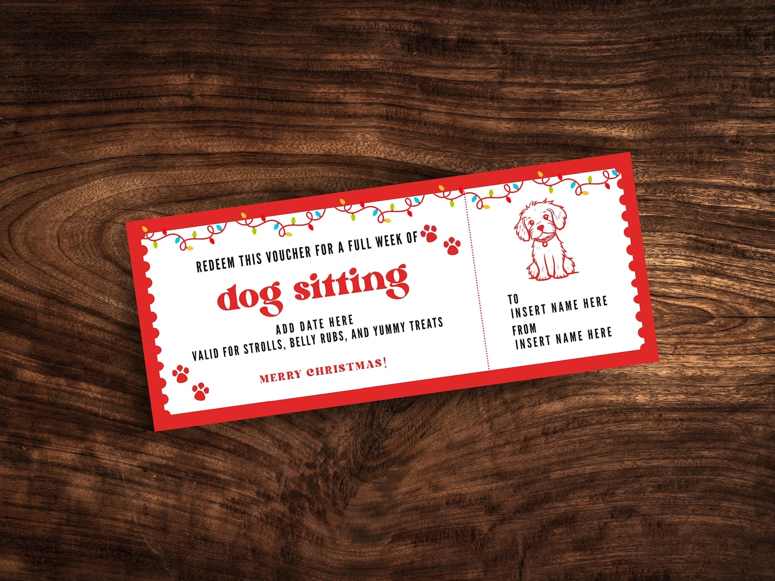 Editable Dog Sitting Christmas Coupon Template, Custom Dog Watching ...