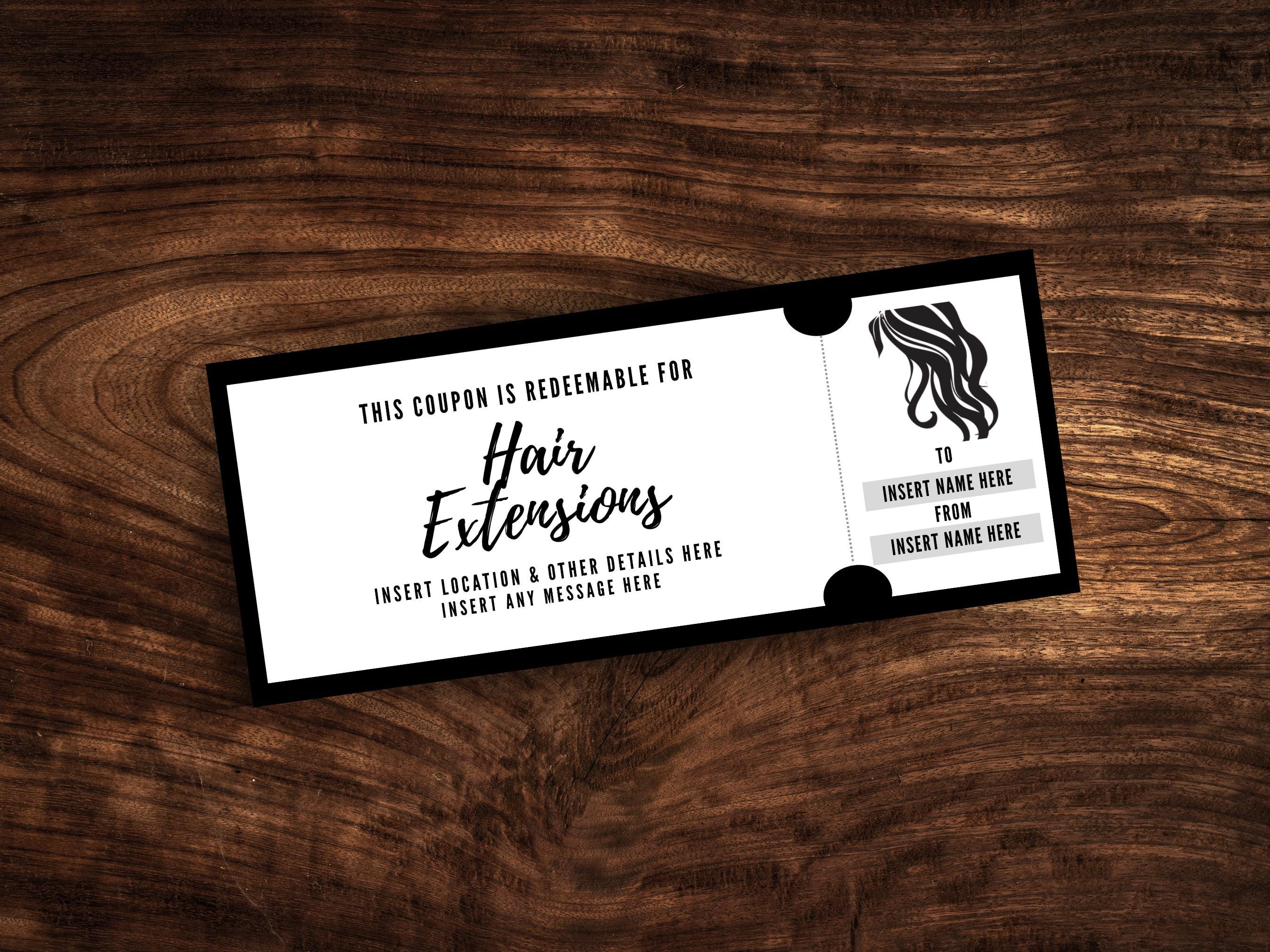 Editable Hair Extension Coupon, Printable Salon Service Ticket Template ...