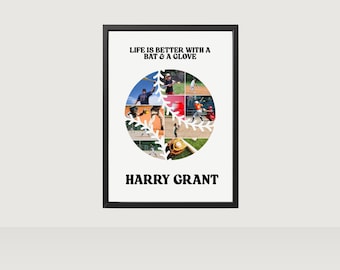 Editable Baseball Photo Collage Template, Custom Baseball Poster, Digital High School Athlete Photo Collage Printable PDF