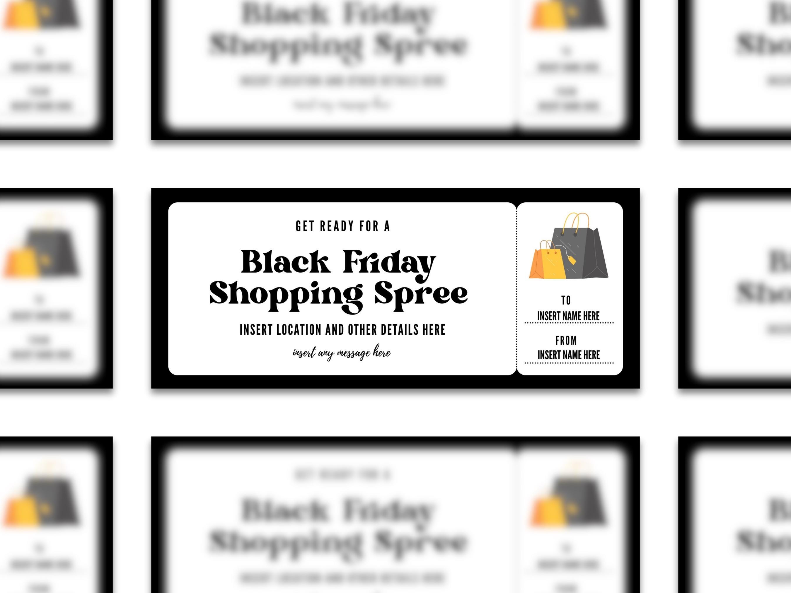 Editable Black Friday Shopping Spree Coupon Template, Custom Black ...