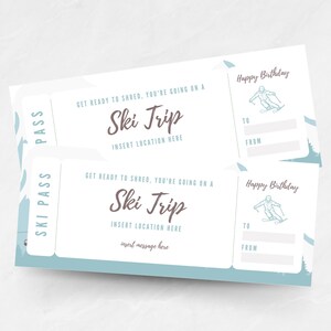 Editable Ski Lift Ticket Template Custom Ski Trip Coupon Personalized Editable Ski Lift Ticket Template Custom Ski Trip Coupon Personalized