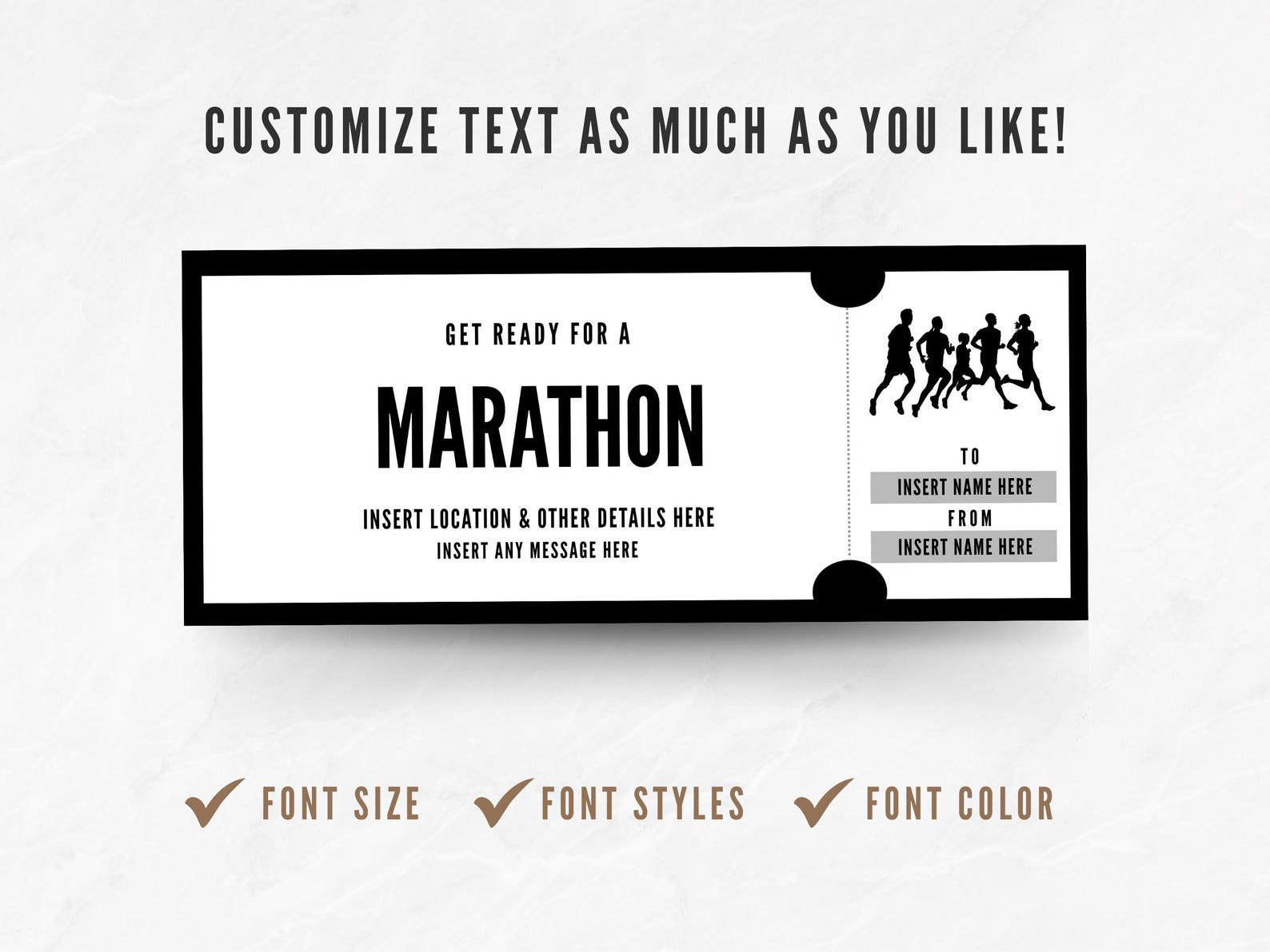 Editable Marathon Ticket Template, Custom Marathon Race Coupon ...