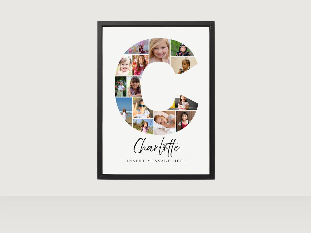 Letter Photo Collage Template, Custom Name Gift, Digital Download ...