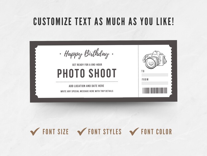 Editable Photo Shoot Coupon, Custom Photo Session Gift Certificate, Printable Photo Shoot ...