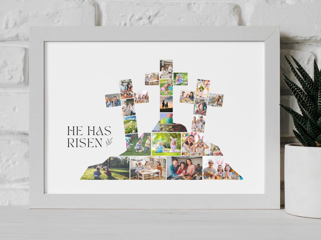 Editable Cross Photo Collage Template, Christian Wall Decor, He Has ...