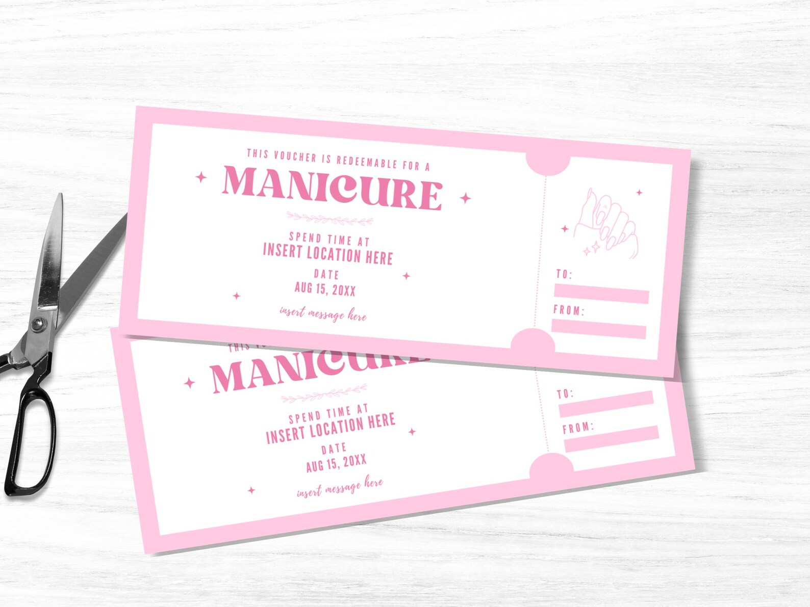 Editable Manicure Coupon Template, Custom Mani Ticket Gift Certificate ...