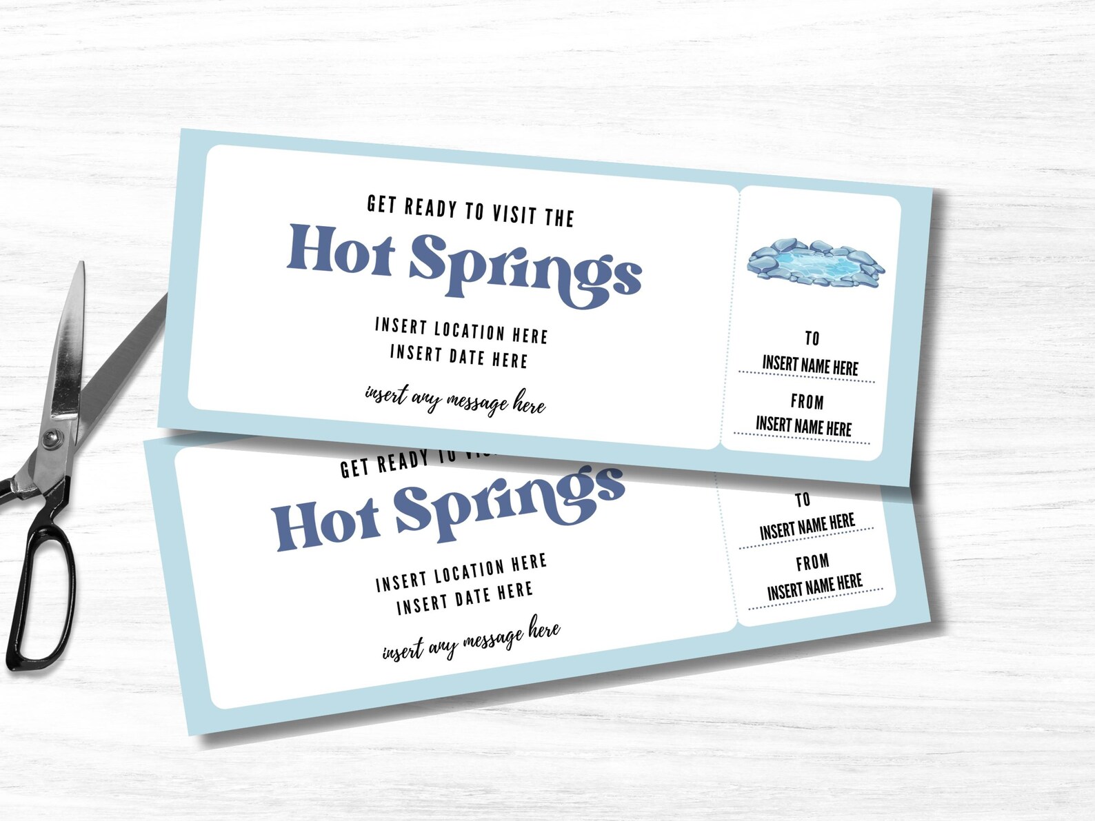 Editable Hot Springs Coupon, Printable Hot Springs Spa Ticket Voucher ...