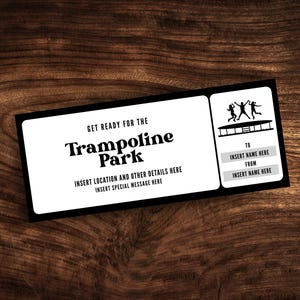Custom Trampoline Park Ticket Template, Editable Indoor Trampoline Coupon, Surprise Trampoline Birthday Invitation PDF