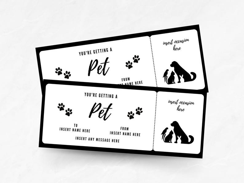 Editable New Pet Coupon Template, Custom New Animal Ticket Template ...