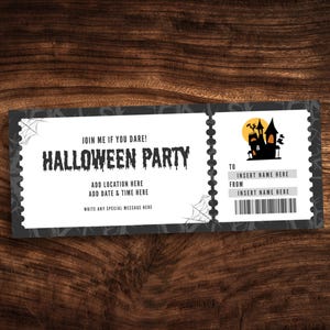 Bearbeitbarer Halloween Party Coupon, Benutzerdefinierte Gruselige Party Ticket Vorlage, Druckbare Gruselige Party Einladung PDF